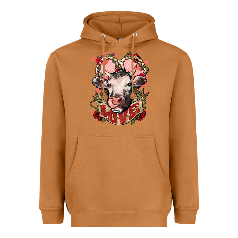 Cow Valentine's Day Love Heavyweight Hoodie by HowdyJamesFarm | Teevron