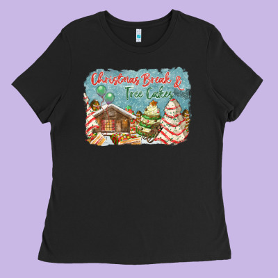 Christmas Break And Tree Cakes Ladies Tee Designed By Fadigitalartstudio