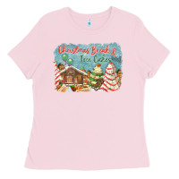 Bubblegum Pink christmas break and tree cakes Ladies Tee - FaDigitalArtStudio