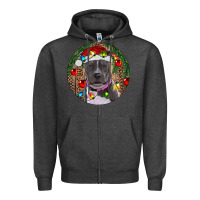 Charcoal Heather Christmas Pitbull Zipper Hoodie - RanaPortraitStore