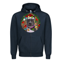 Navy Christmas Pitbull Zipper Hoodie - RanaPortraitStore