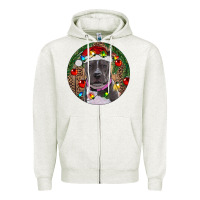 Oatmeal Heather Christmas Pitbull Zipper Hoodie - RanaPortraitStore