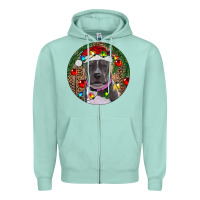 Seafoam Christmas Pitbull Zipper Hoodie - RanaPortraitStore
