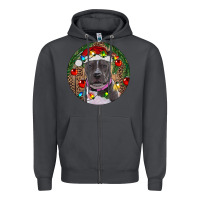 Smoke Christmas Pitbull Zipper Hoodie - RanaPortraitStore