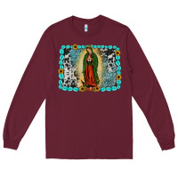 Burgundy Gemstone our lady of Guadalupe Long Sleeve Tee - JahusDesignShop