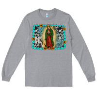Heather Grey Gemstone our lady of Guadalupe Long Sleeve Tee - JahusDesignShop
