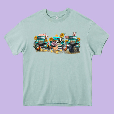 Western Farm Trucks Farm Animals Heavy Core Tee Designed By Fadigitalartstudio