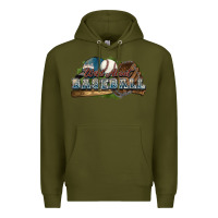 Army Green Wild about Baseball Premium Hoodie - HowdyJamesFarm
