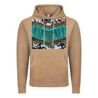 Western Cowhide Leopard Turquoise Fringed Vintage Hoodie | Teevron