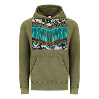 Vintage Olive western cowhide leopard turquoise fringed Vintage Hoodie - BarkalooDesign