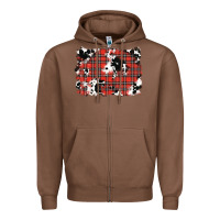 Chestnut Christmas Plaid Cowhide Pattern Background Zipper Hoodie - RanaPortraitStore
