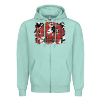 Seafoam Christmas Plaid Cowhide Pattern Background Zipper Hoodie - RanaPortraitStore