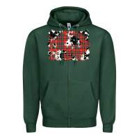Sports Green Christmas Plaid Cowhide Pattern Background Zipper Hoodie - RanaPortraitStore