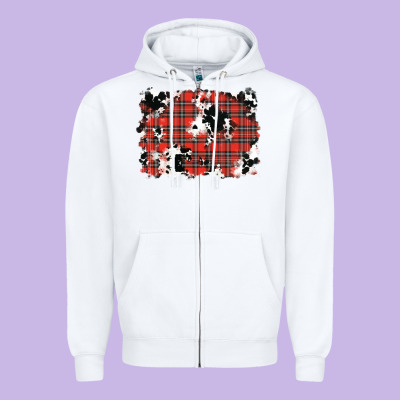 Christmas Plaid Cowhide Pattern Background Zipper Hoodie Designed By Ranaportraitstore