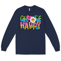 Navy choose happy with smile Long Sleeve Tee - NancyCooperArtShop