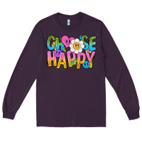 Plum choose happy with smile Long Sleeve Tee - NancyCooperArtShop