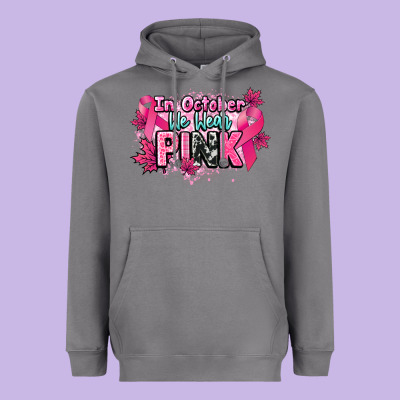 In October We Wear Pink Cancer Awareness Heavyweight Hoodie Designed By Howdyjamesfarm