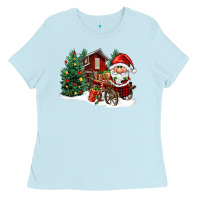 Baby Blue christmas gnomes barnyard Ladies Tee - FaDigitalArtStudio