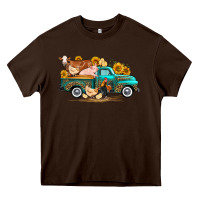 Chocolate Brown western farm truck farm animals Heavy Core Tee - FaDigitalArtStudio