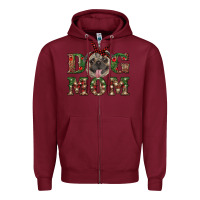 Burgundy Christmas Dog Mom Zipper Hoodie - RanaPortraitStore
