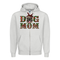 Dove Grey Christmas Dog Mom Zipper Hoodie - RanaPortraitStore