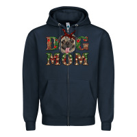 Navy Christmas Dog Mom Zipper Hoodie - RanaPortraitStore