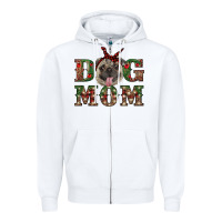 White Christmas Dog Mom Zipper Hoodie - RanaPortraitStore