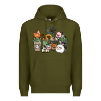 Army Green Farm animal coffee cups Premium Hoodie - HowdyJamesFarm