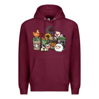 Burgundy Farm animal coffee cups Premium Hoodie - HowdyJamesFarm