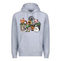 Heather Grey Farm animal coffee cups Premium Hoodie - HowdyJamesFarm