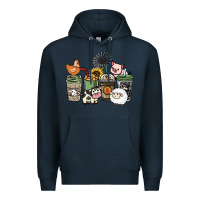 Navy Farm animal coffee cups Premium Hoodie - HowdyJamesFarm