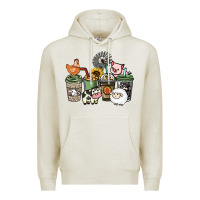 Oatmeal Heather Farm animal coffee cups Premium Hoodie - HowdyJamesFarm