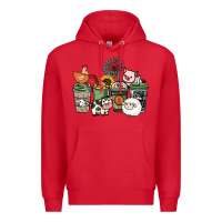 Red Farm animal coffee cups Premium Hoodie - HowdyJamesFarm