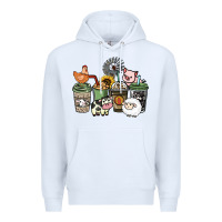 White Farm animal coffee cups Premium Hoodie - HowdyJamesFarm