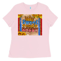 Bubblegum Pink usa flag sweet and sassy Ladies Tee - HRA Design Shop