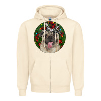 Sandshell Christmas Pug With Buffalo Plaid Zipper Hoodie - RanaPortraitStore