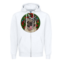 White Christmas Pug With Buffalo Plaid Zipper Hoodie - RanaPortraitStore