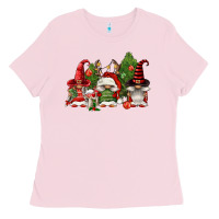 Bubblegum Pink christmas gnomies Ladies Tee - FaDigitalArtStudio