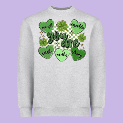 St. Patrick's Day Positive Affirmations Heavyweight Sweatshirt Designed By Maliassmallbusiness