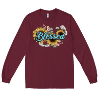 Burgundy blessed Long Sleeve Tee - NancyCooperArtShop