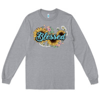 Heather Grey blessed Long Sleeve Tee - NancyCooperArtShop