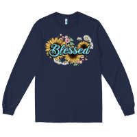 Navy blessed Long Sleeve Tee - NancyCooperArtShop