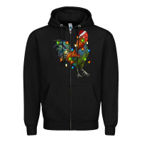 Black Christmas Lights Rooster Zipper Hoodie - RanaPortraitStore