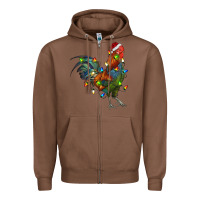 Chestnut Christmas Lights Rooster Zipper Hoodie - RanaPortraitStore