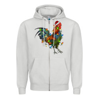 Dove Grey Christmas Lights Rooster Zipper Hoodie - RanaPortraitStore