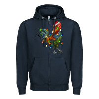 Navy Christmas Lights Rooster Zipper Hoodie - RanaPortraitStore
