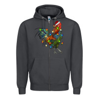 Smoke Christmas Lights Rooster Zipper Hoodie - RanaPortraitStore