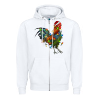 White Christmas Lights Rooster Zipper Hoodie - RanaPortraitStore