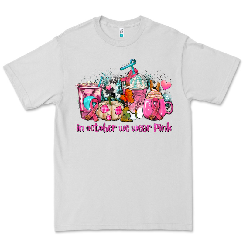 Western Cancer  In October We Wear Pink Coffee Cups With Ribbons Premium Tee by AdoDesignShop | Teevron