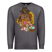 Charcoal Heather Western Rabbit with sunflowers Easter Day Premium Sweatshirt - HowdyJamesFarm